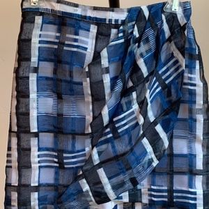NBD Mini Skirt in White, Blue and Black Plaid